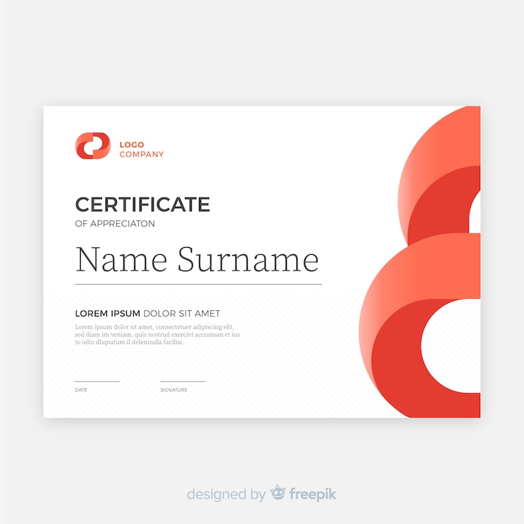 Free Vector certificate template with abstract modern shapes