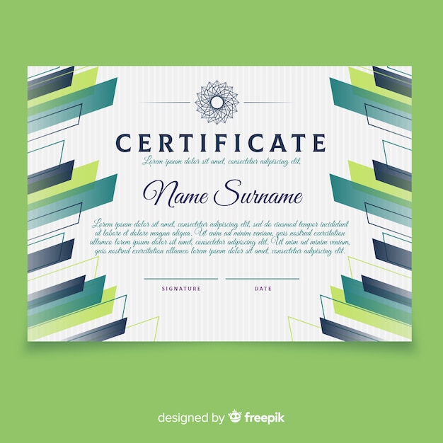 Free vector certificate template with abstract modern shapes