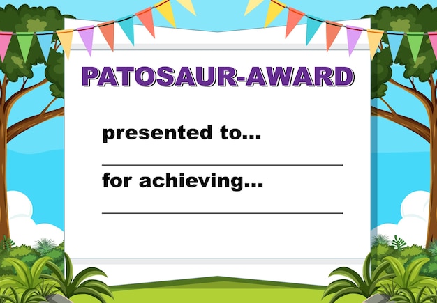 Free vector certificate template with dinosaur award