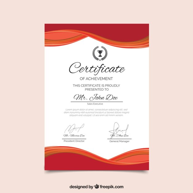 Certificate template with flat and colorful shapes