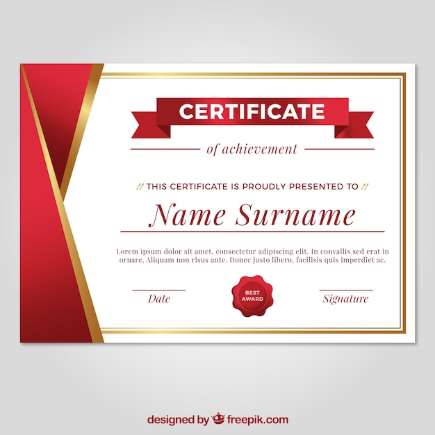 Free vector certificate template with flat shapes