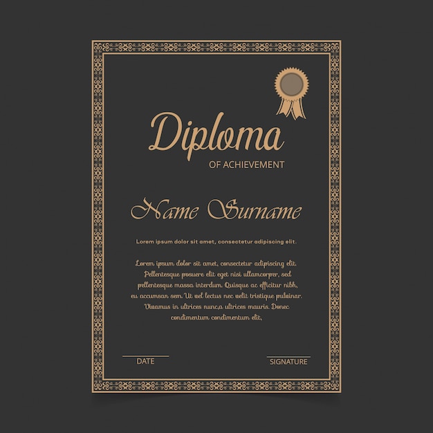 Free vector certificate template with golden borders