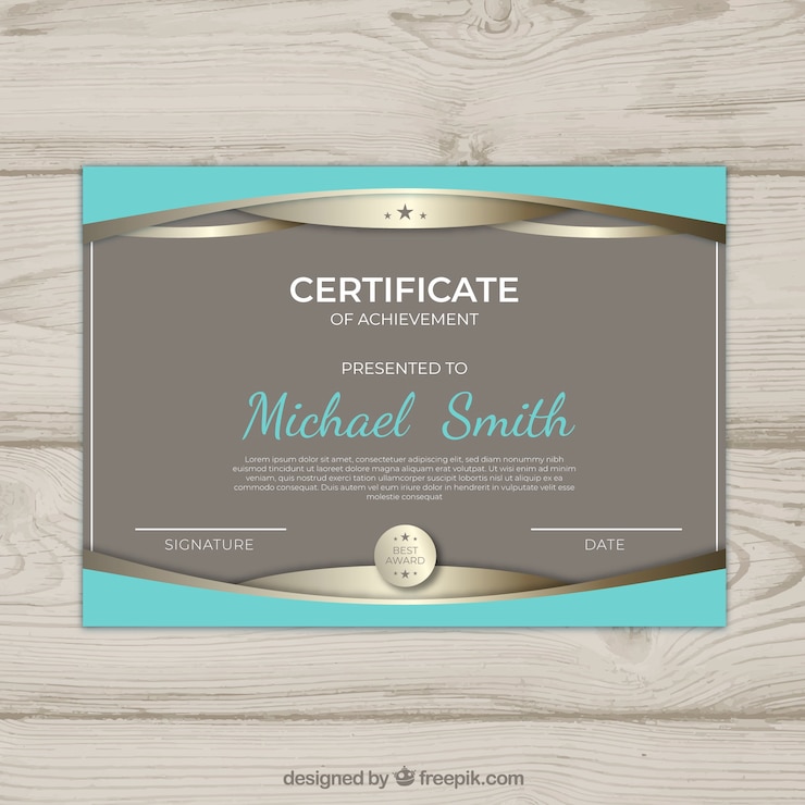 Free Vector certificate template with golden color