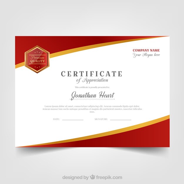 Certificate template with golden color