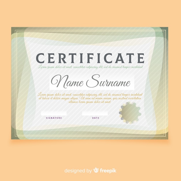 Free vector certificate template with modern shapes