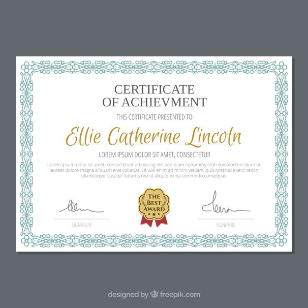 Certificate template with ornamental border