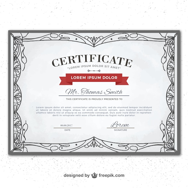 Certificate template with ornamental elements