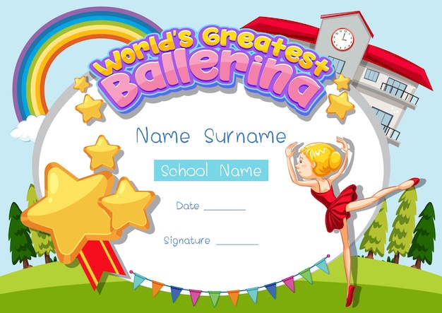 Certificate template for World's Greatest Ballerina