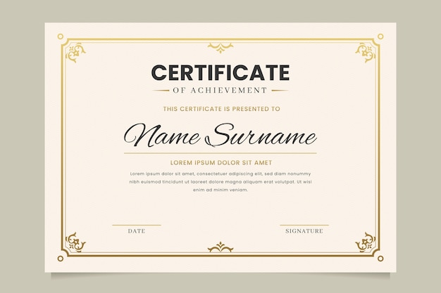 Бесплатное векторное изображение Шаблоне сертификата