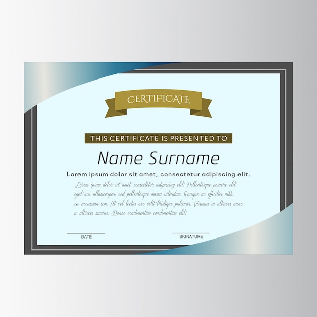 Free vector certificate with a black frame