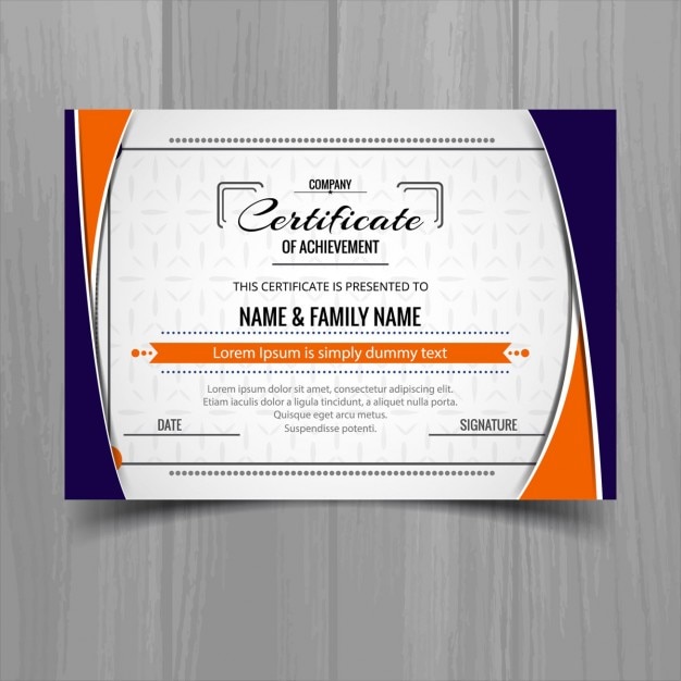 Free vector certificate with blue and orange shapes