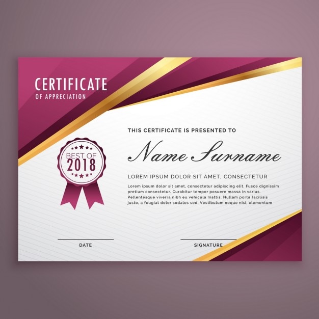 Free vector certificate with golden elements