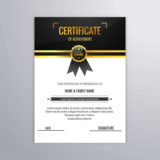 Free vector certificate with golden elements