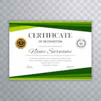 Free vector certificate with green wave design elements vector