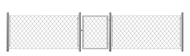 Chain-link fencing with wicket realistic vector