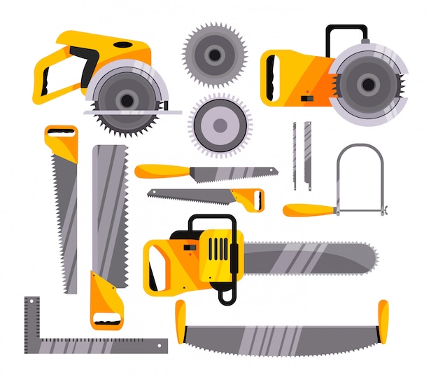 Free vector chainsaw icons set