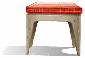 Free vector a chair furniture with a checkered pillow