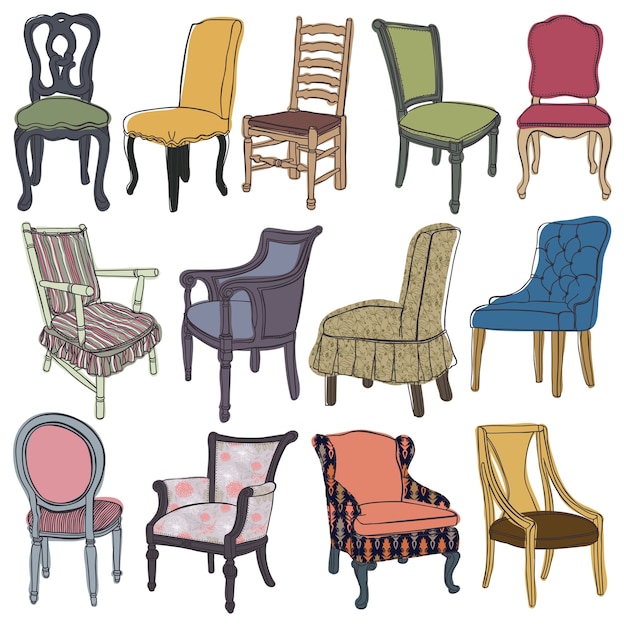 Free vector chairs&armchairs set