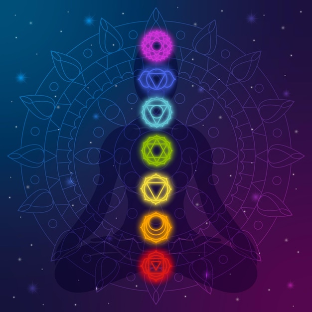 Free vector chakras concept with human shape