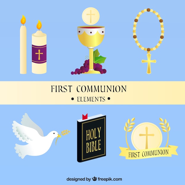 Free vector chalice and other elements of first communion