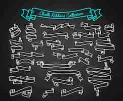 Free vector chalk ribbons collection hand draw on chalkboard