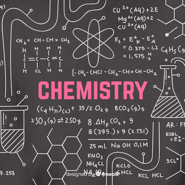 Free vector chalkboard background with chemistry information