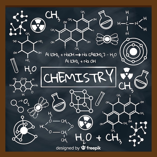 Free vector chalkboard background with chemistry information