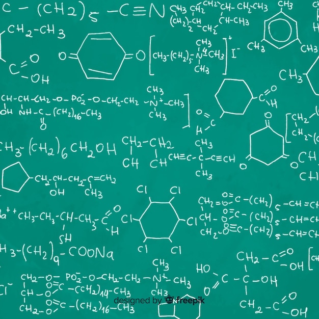 Free vector chalkboard background with chemistry information