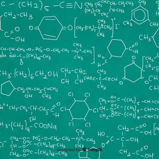 Chalkboard background with chemistry information