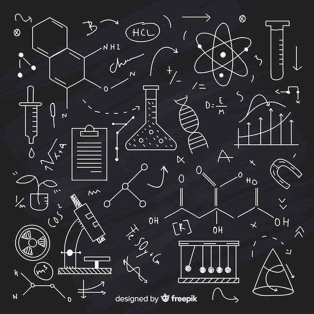 Free vector chalkboard background with chemistry information