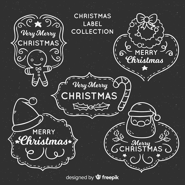 Free vector chalkboard christmas label collection