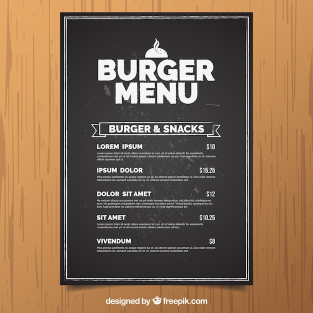 Chalkboard with burger menu