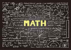 Vettore gratuito lavagna con elementi di matematica