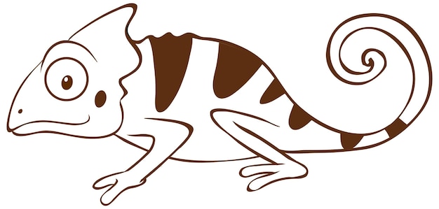 Free vector chameleon in doodle simple style on white background