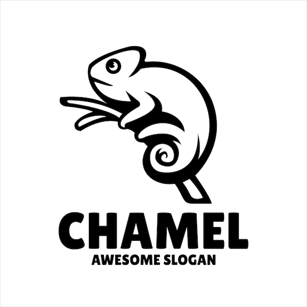 Бесплатное векторное изображение Хамелеон простая иллюстрация дизайна логотипа талисмана