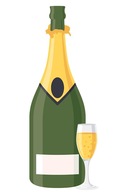 Бесплатное векторное изображение Иллюстрация бутылки шампанского