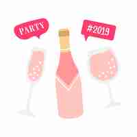 Free vector champagne drinks wedding photo booth props vector