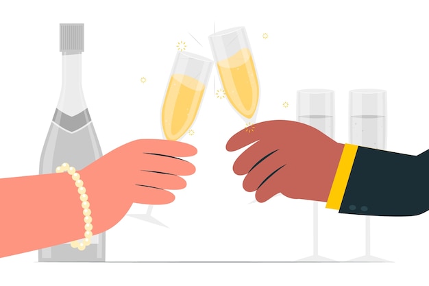 Free vector champagne toast  concept illustration