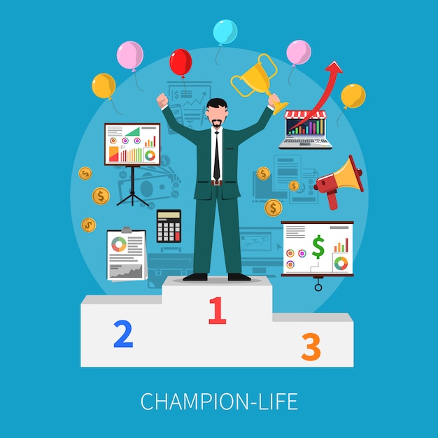 Vettore gratuito champion life concept