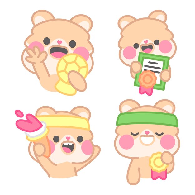 Champion stickers collection with kimchi the hamster