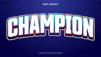 Free vector champion text in esport style, editable text effec