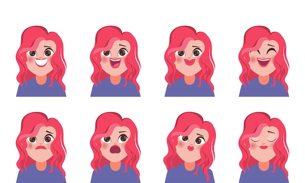 Character for animation mouth and emotion face beautiful woman
