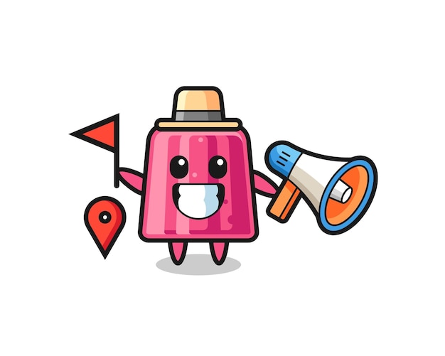 Character cartoon of jelly as a tour guide cute design Premium Vector