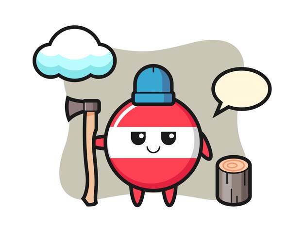 木こりとしてのフライドチキンのキャラクター漫画 プレミアムベクター