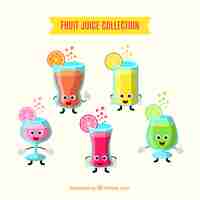 Free vector character collection of fruit juices