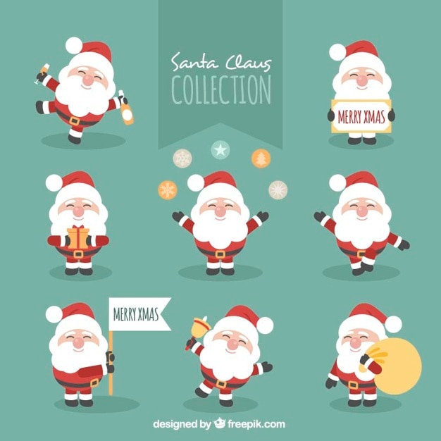 Character collection of happy santa claus