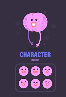 Character design . brain character . brain vector illustration