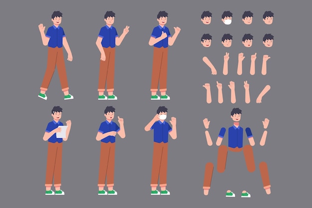 3d character design sheet, clean T-Pose of a male