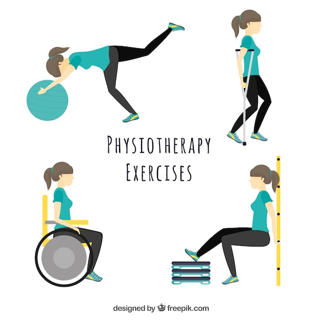 Free vector character doing different physiotherapy exercises