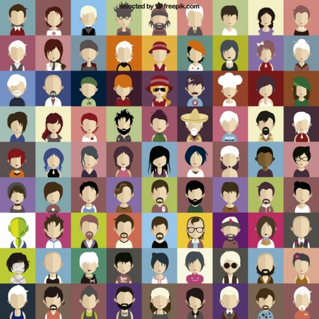 Free vector character faces icons